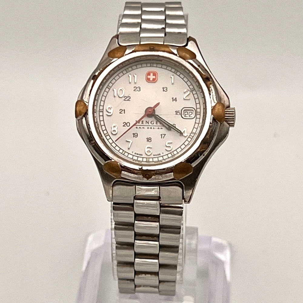 Vintage Wenger 90s Ladies Diver Swiss Military Round Watch Working